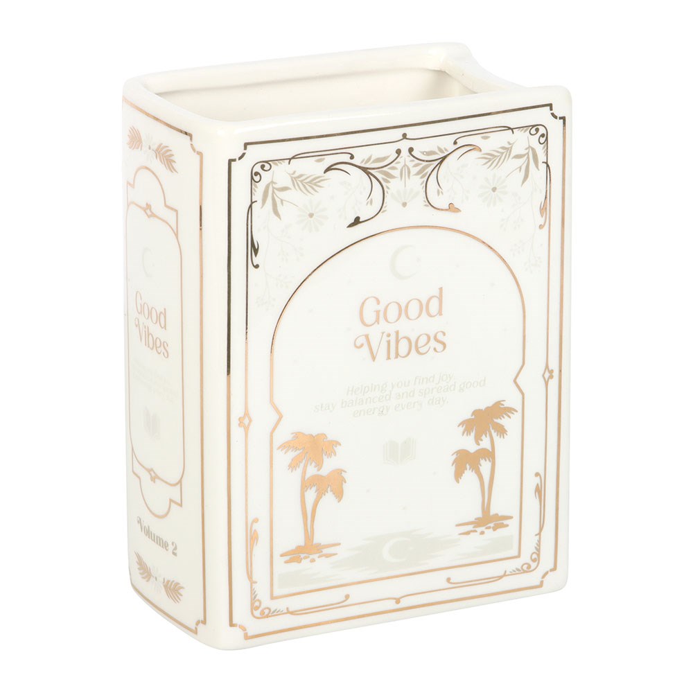 WHITE BOOK SHAPED VASE