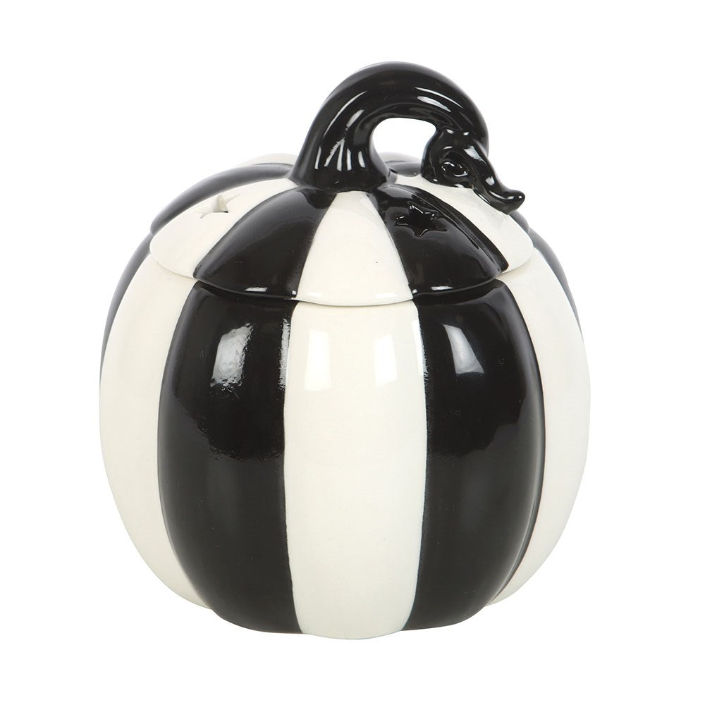 BLACK AND WHITE STRIPED PUMPKIN OIL BURNER