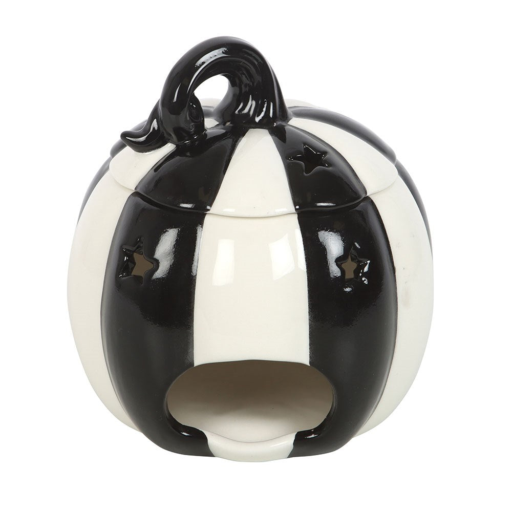 BLACK AND WHITE STRIPED PUMPKIN OIL BURNER