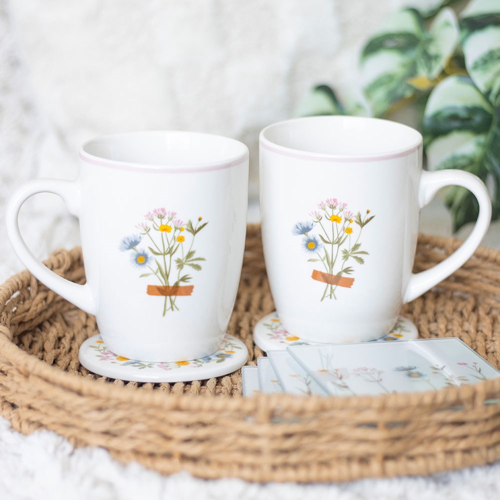 IF MUMS WERE FLOWERS FLORAL MUG & COASTER SET