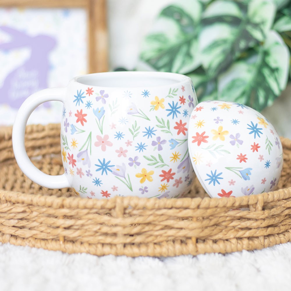 SPRING FLORAL PRINT EGG SHAPED MUG