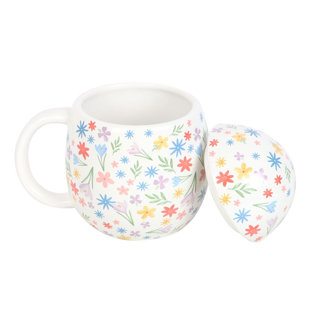 SPRING FLORAL PRINT EGG SHAPED MUG