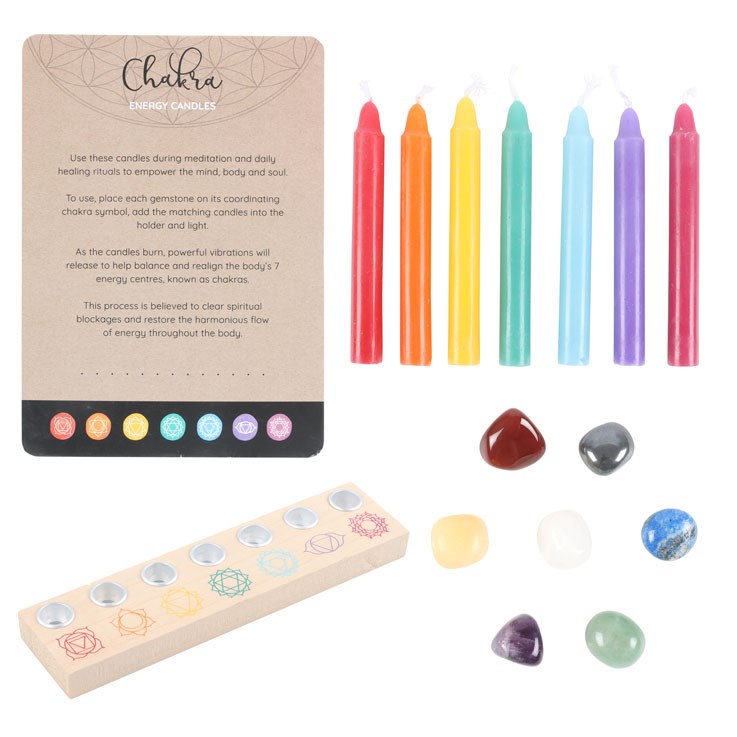 CHAKRA ENERGY CANDLE AND CRYSTAL GIFT SET