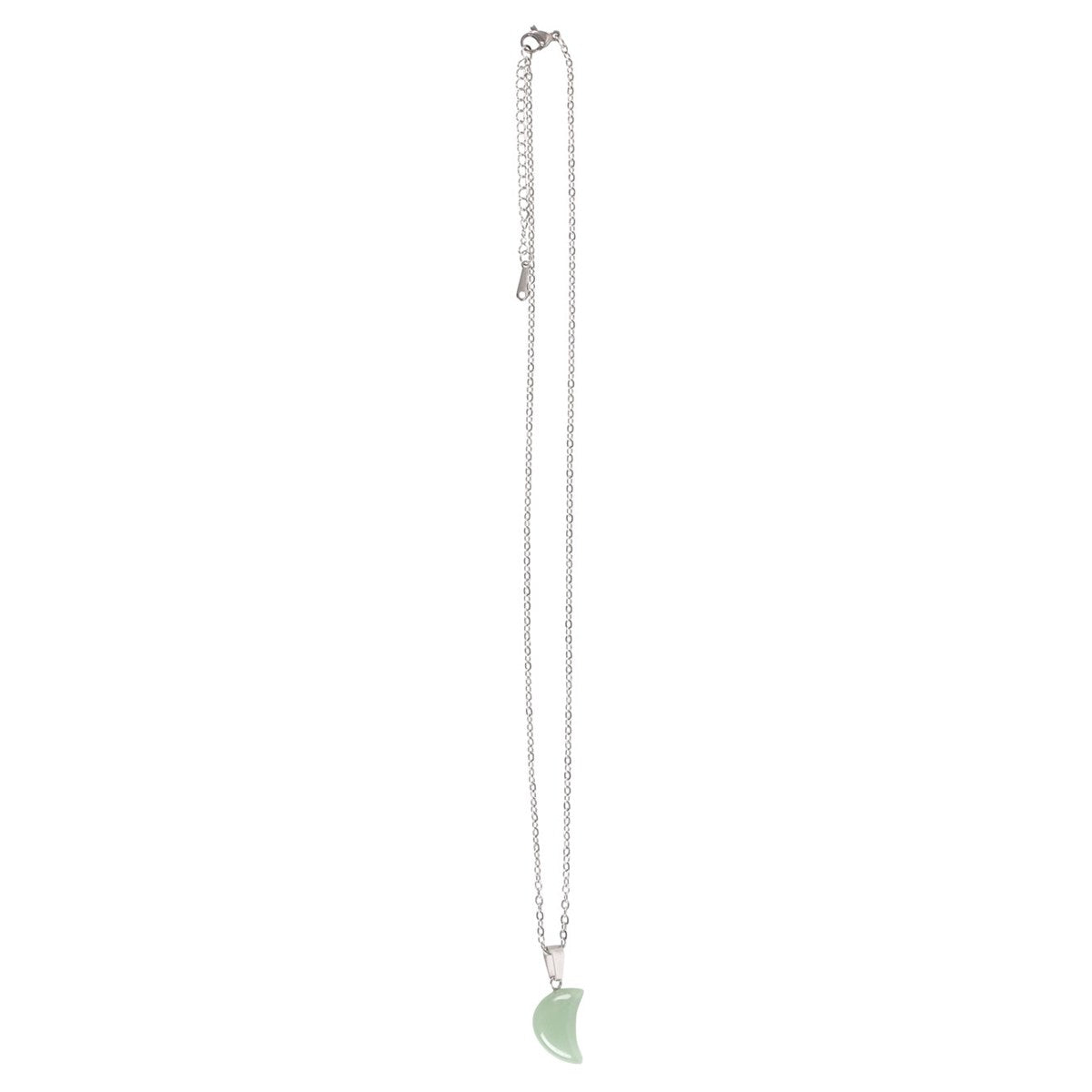 GREEN AVENTURINE CRYSTAL MOON NECKLACE ON GREETING CARD