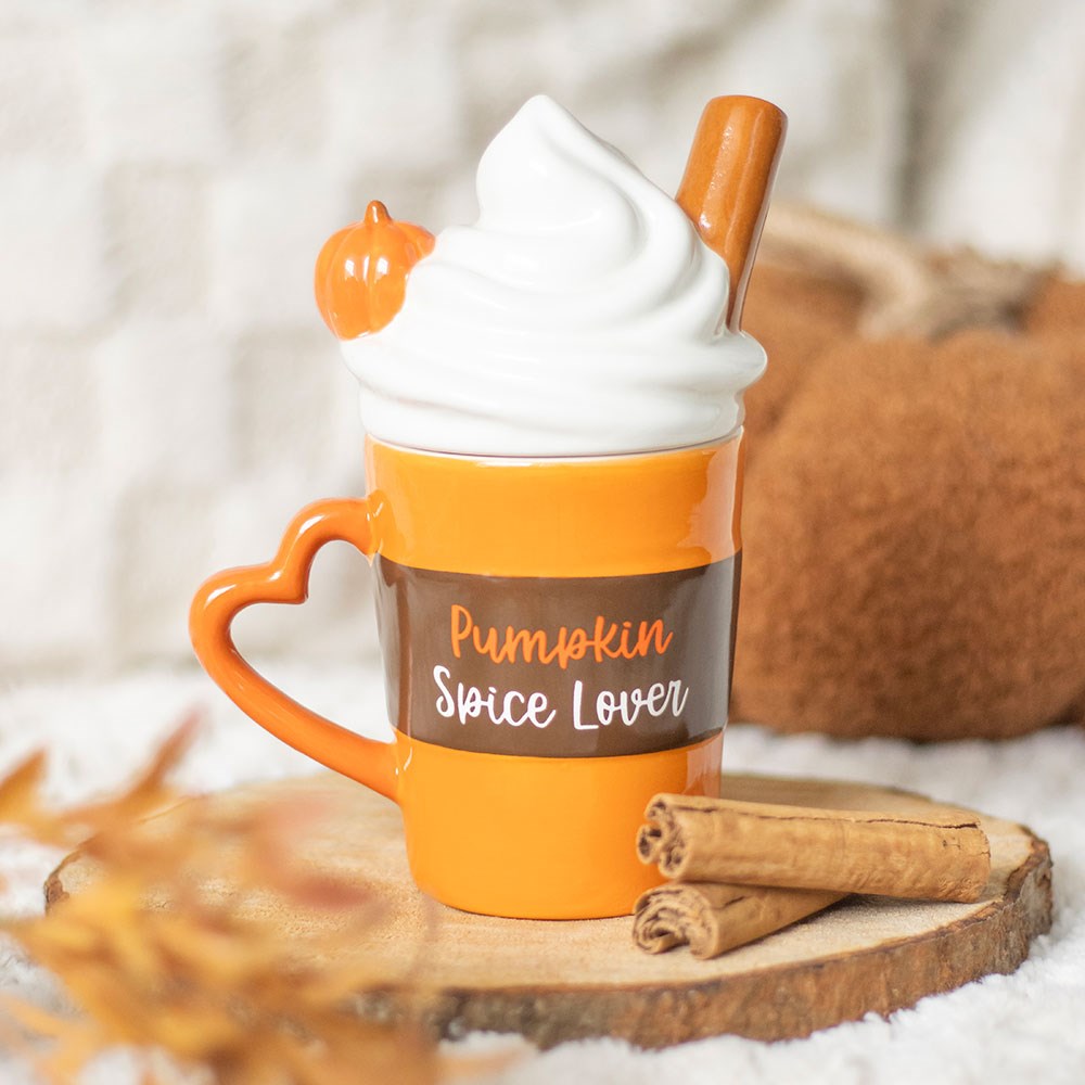 PUMPKIN SPICE LATTE SHAPED LIDDED MUG
