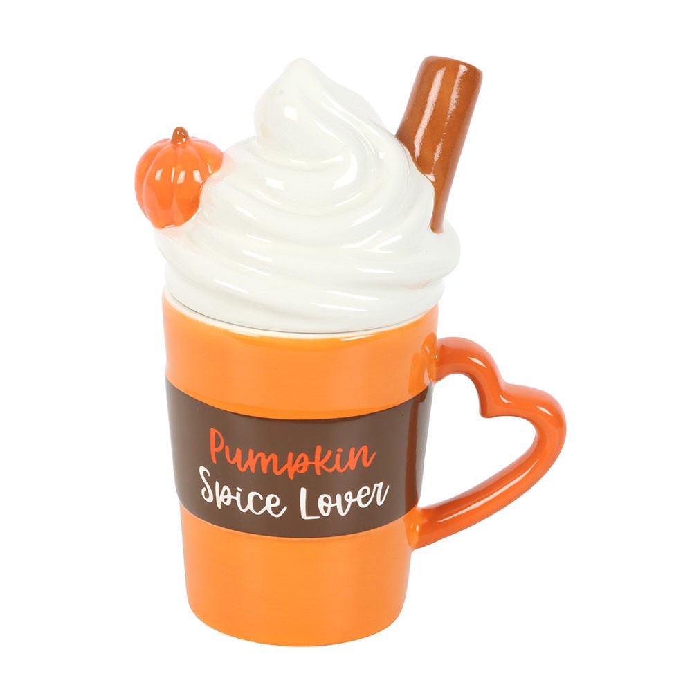 PUMPKIN SPICE LATTE SHAPED LIDDED MUG