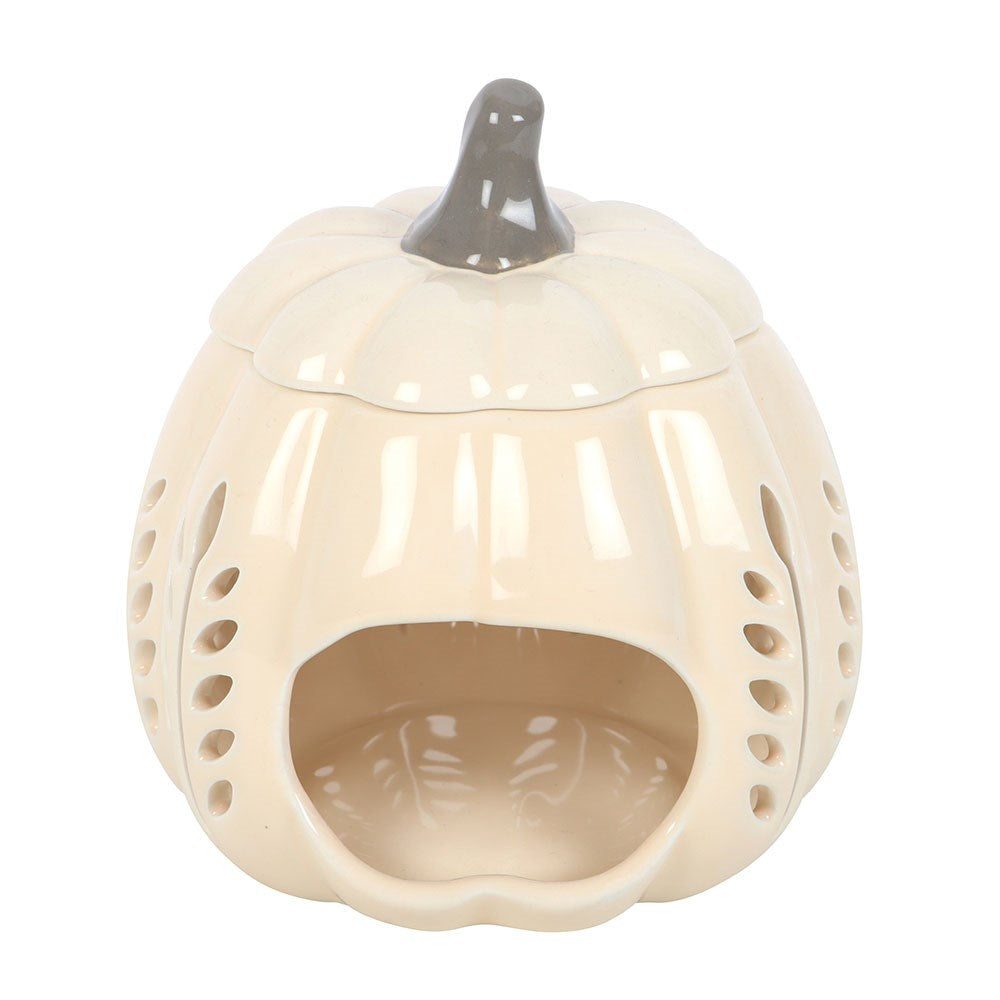 CREAM LEAF CUT OUT PUMPKIN OIL BURNER AND WAX WARMER