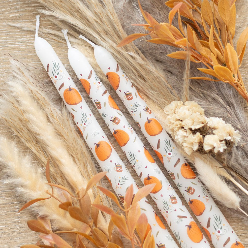 SET OF 3 PUMPKIN TAPER CANDLES