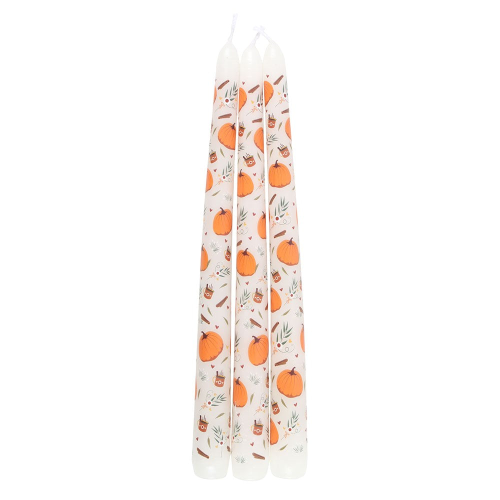 SET OF 3 PUMPKIN TAPER CANDLES