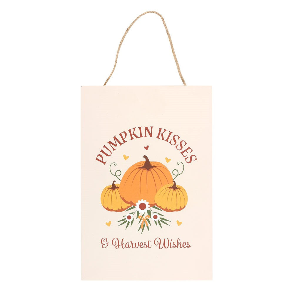 PUMPKIN KISSES & HARVEST WISHES HANGING SIGN