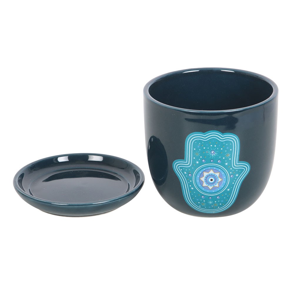 HAND OF HAMSA CERAMIC PLANT POT