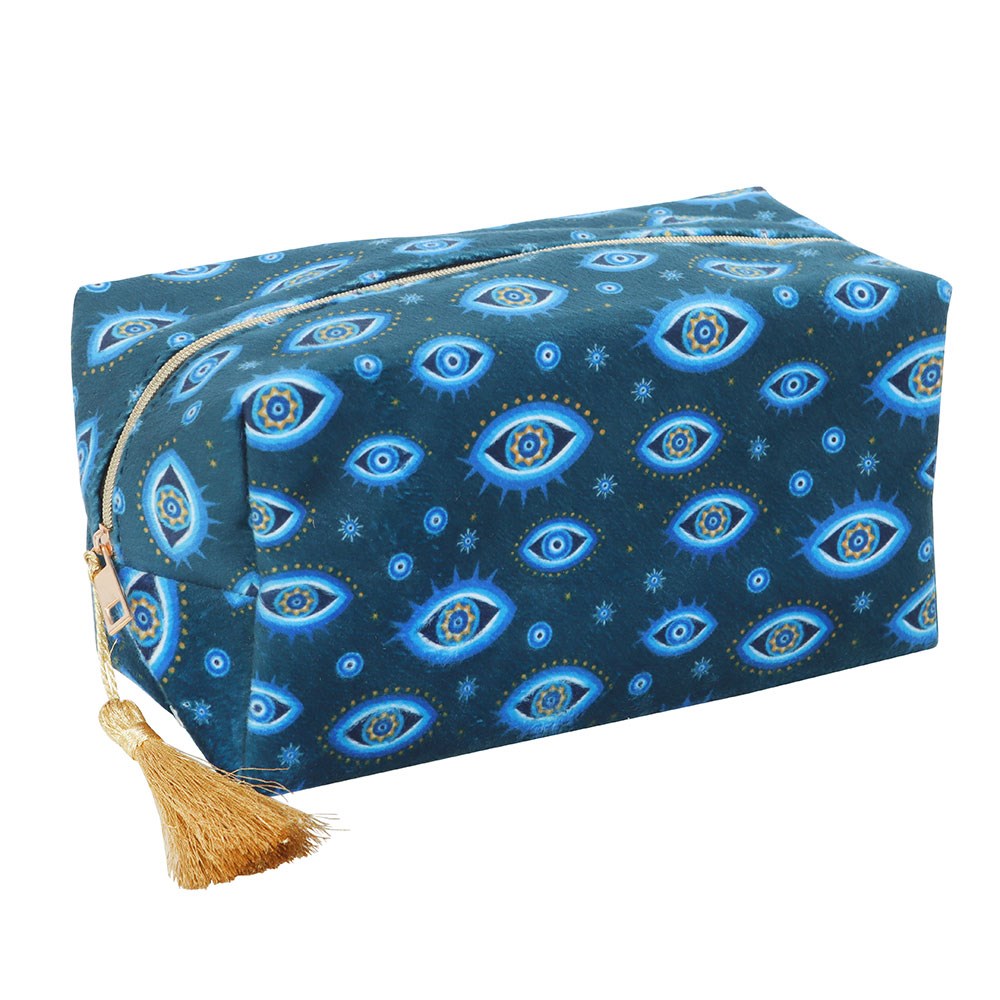 ALL SEEING EYE PRINT VELVET MAKEUP BAG
