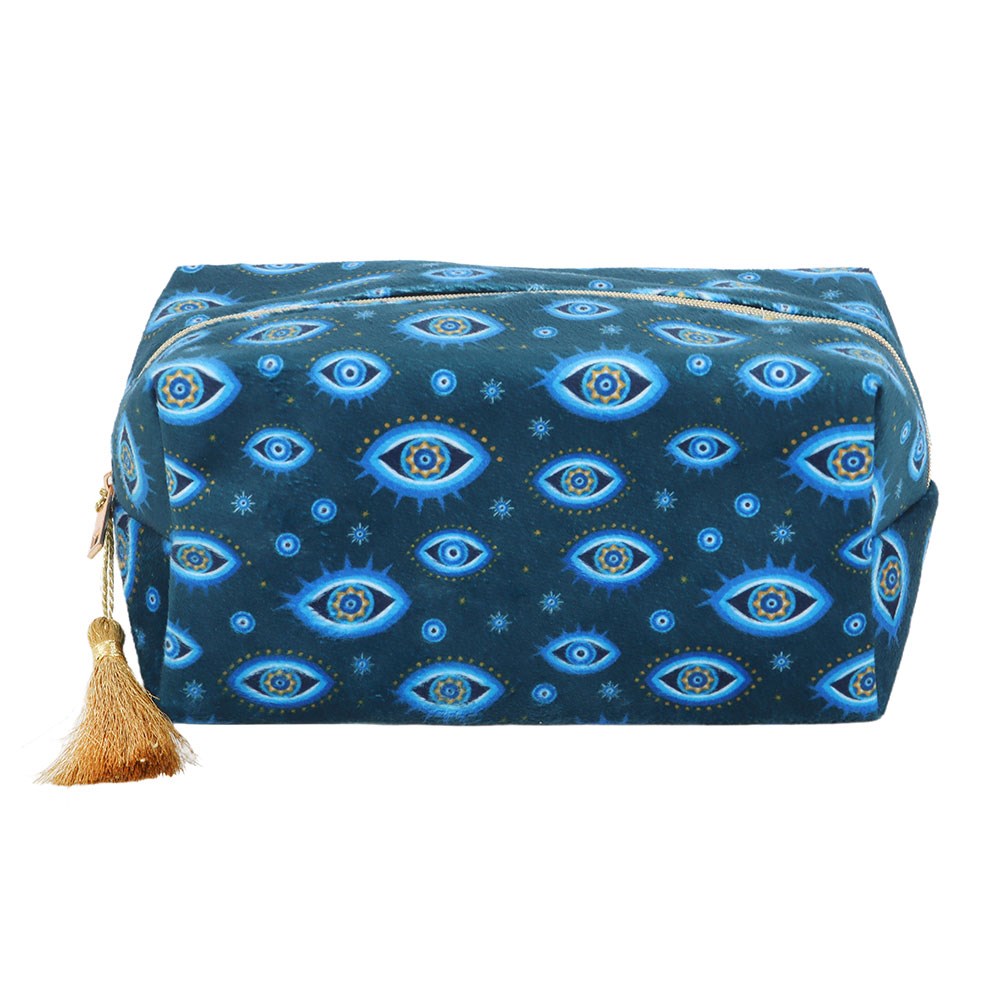 ALL SEEING EYE PRINT VELVET MAKEUP BAG