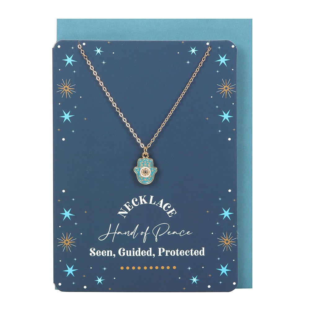 HAND OF HAMSA NECKLACE ON GREETING CARD