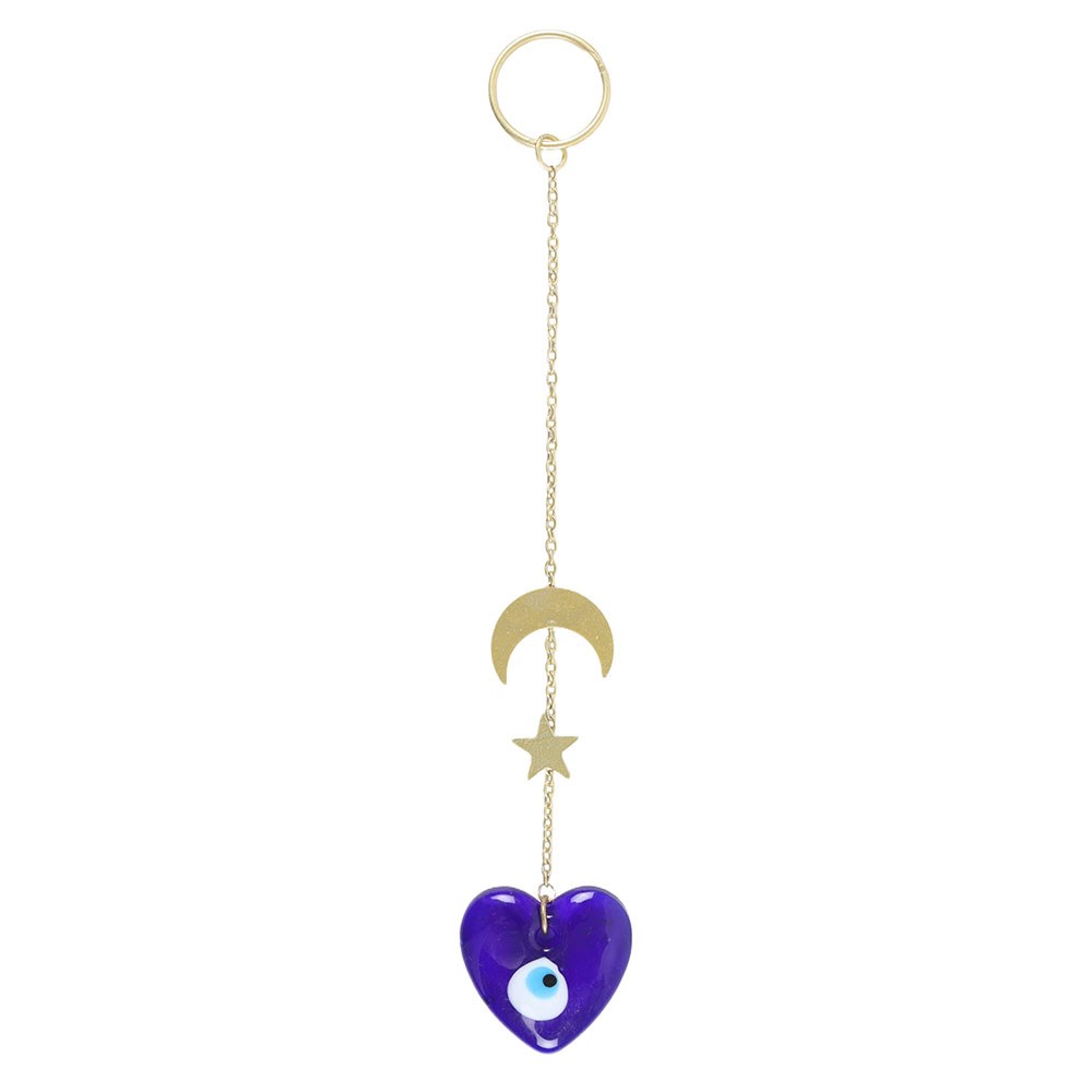 ALL SEEING EYE GLASS HEART HANGING DECORATION