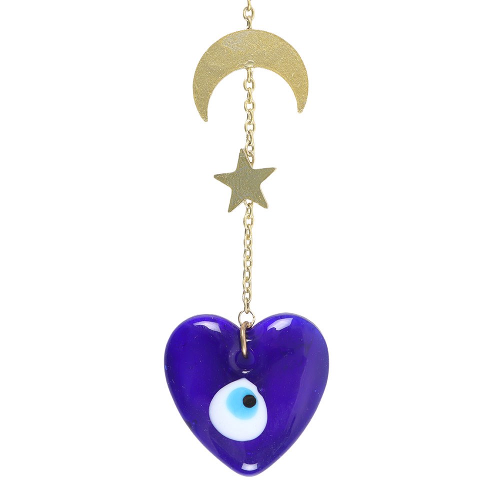 ALL SEEING EYE GLASS HEART HANGING DECORATION