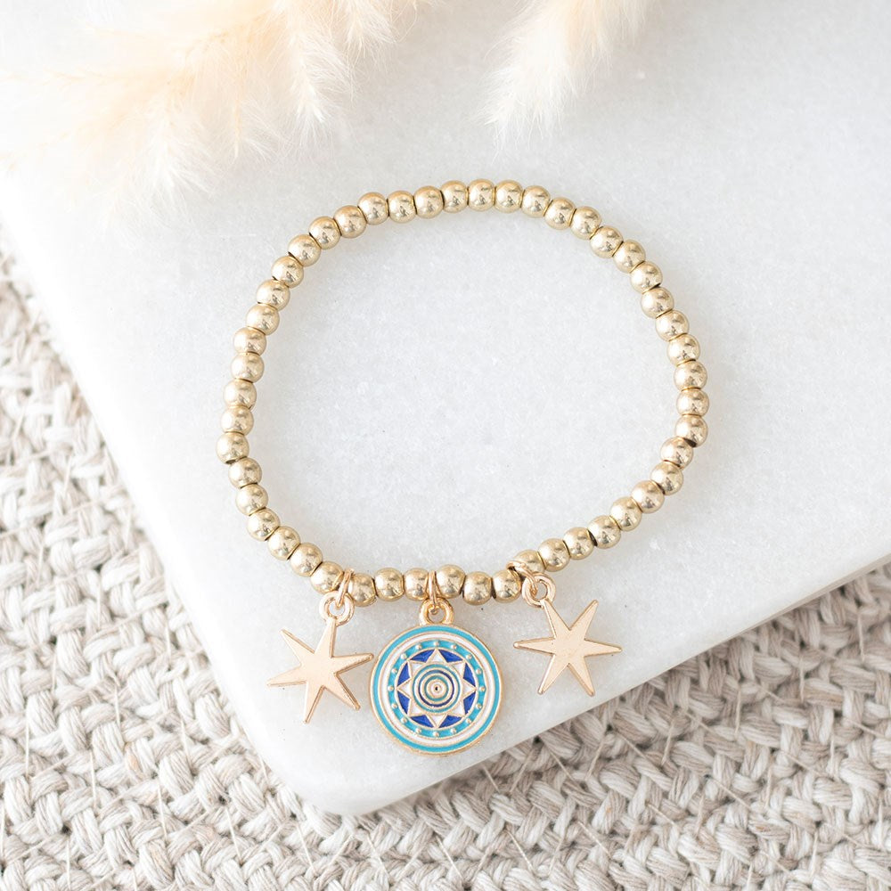 ALL SEEING EYE BEADED CHARM BRACELET