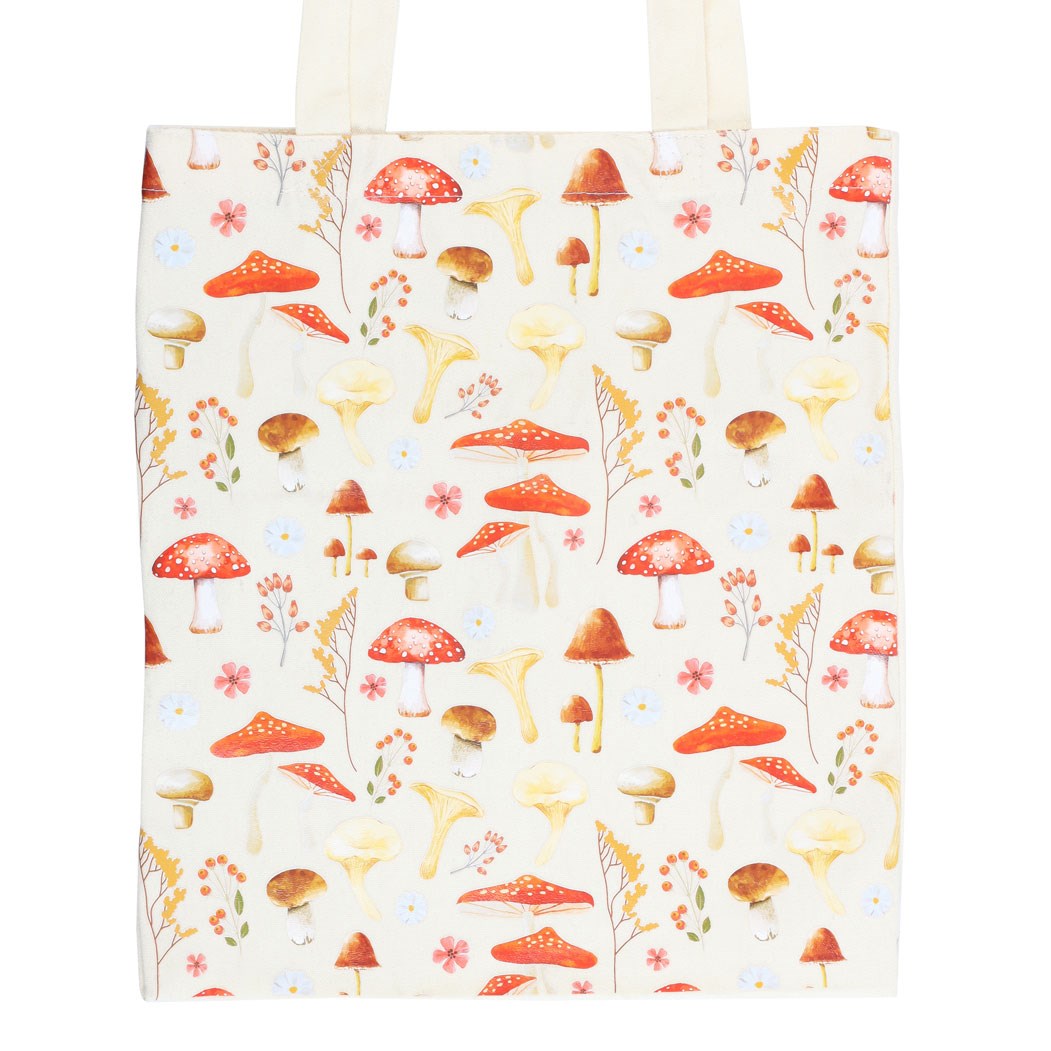MUSHROOM PRINT POLYCOTTON TOTE BAG