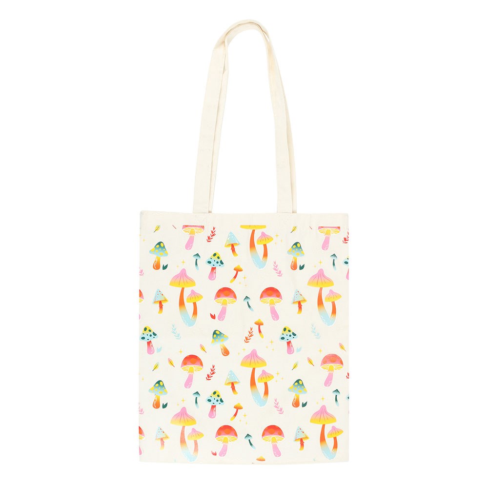 FUNKY FUNGI MUSHROOM PRINT POLYCOTTON TOTE BAG