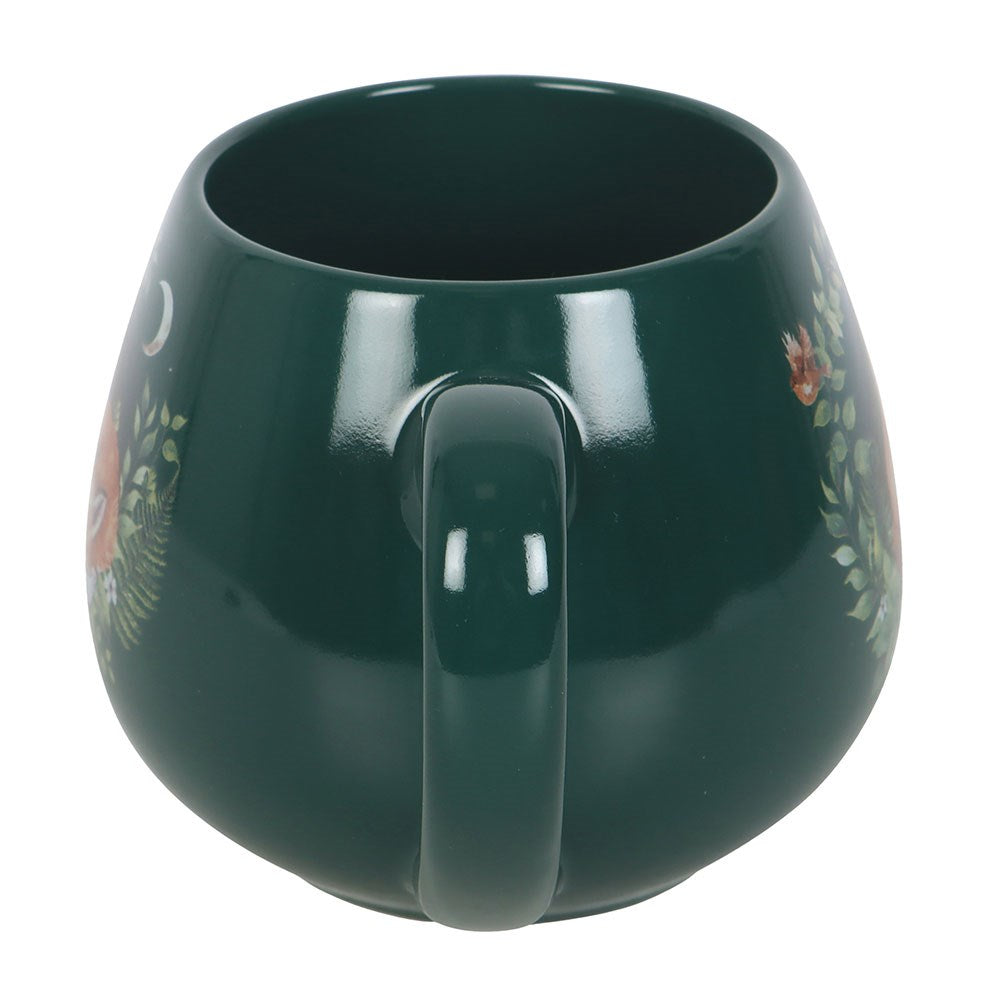 GREEN SLEEPING FOX ROUNDED MUG