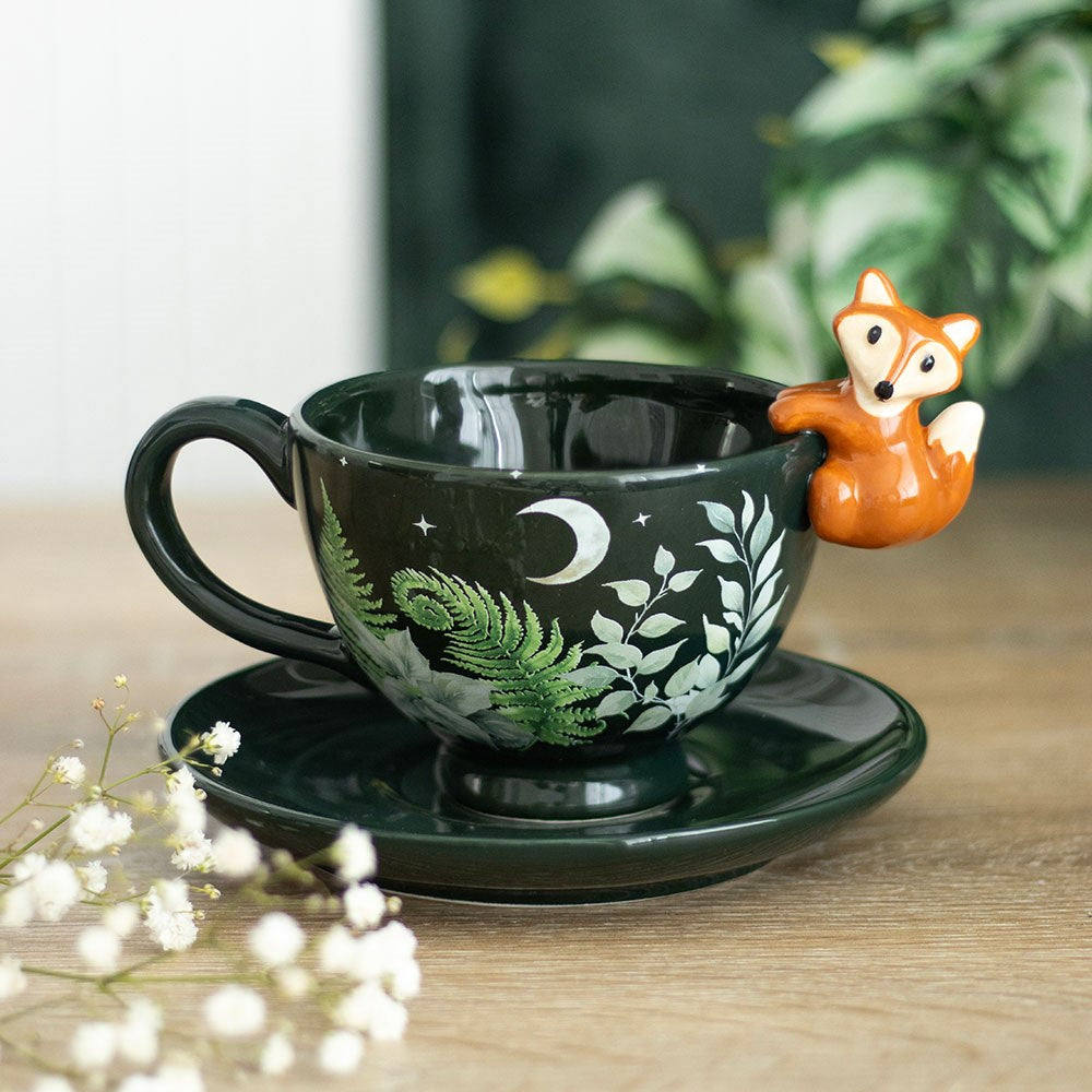 GREEN FOREST TEACUP WITH FOX