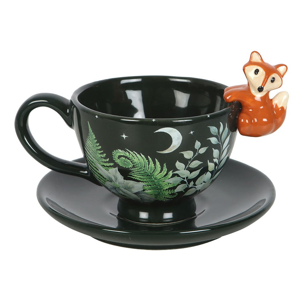 GREEN FOREST TEACUP WITH FOX