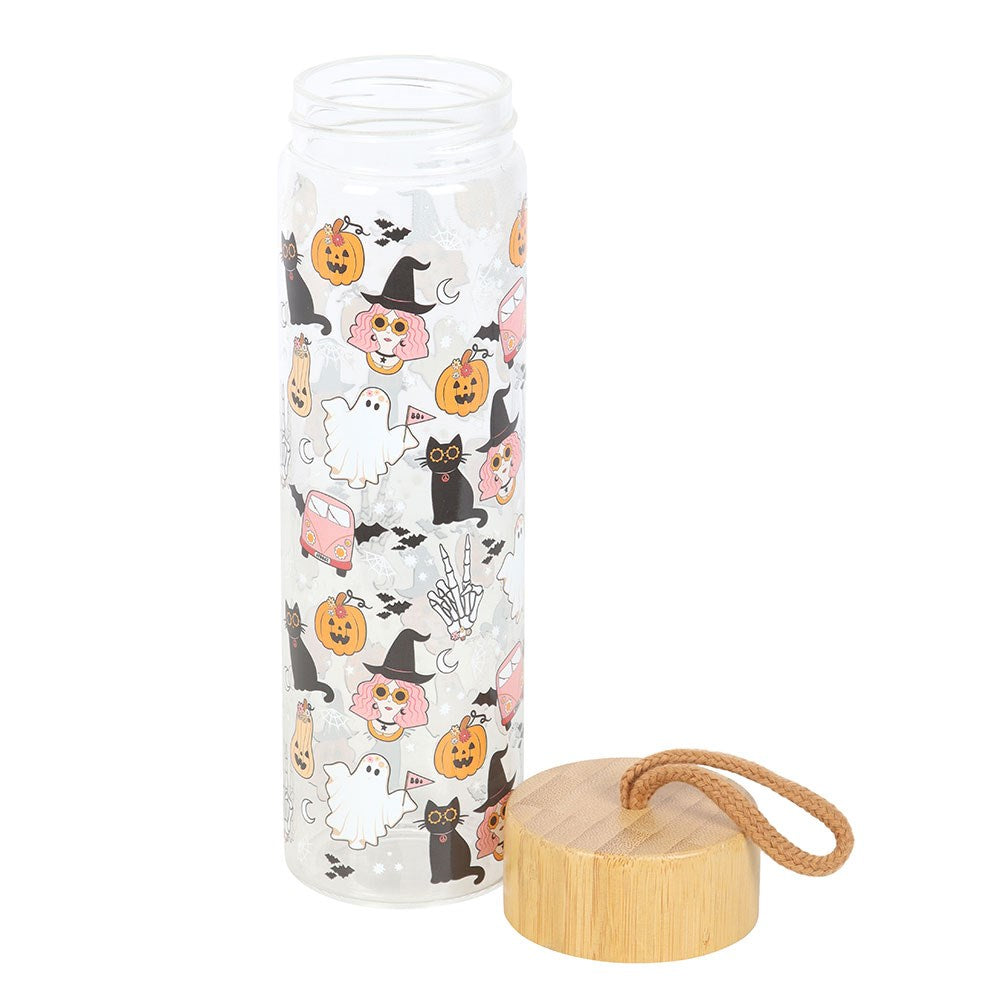 GROOVY GHOST PRINT GLASS WATER BOTTLE