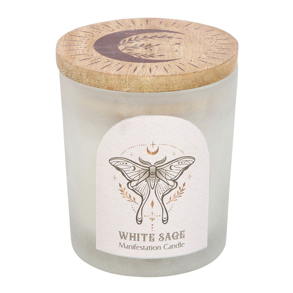 LUNA MOTH MANIFESTATION CANDLE WITH CLEAR QUARTZ CRYSTALS