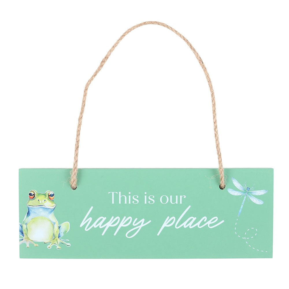 LIGHT GREEN THIS IS OUR HAPPY PLACE HANGING SIGN