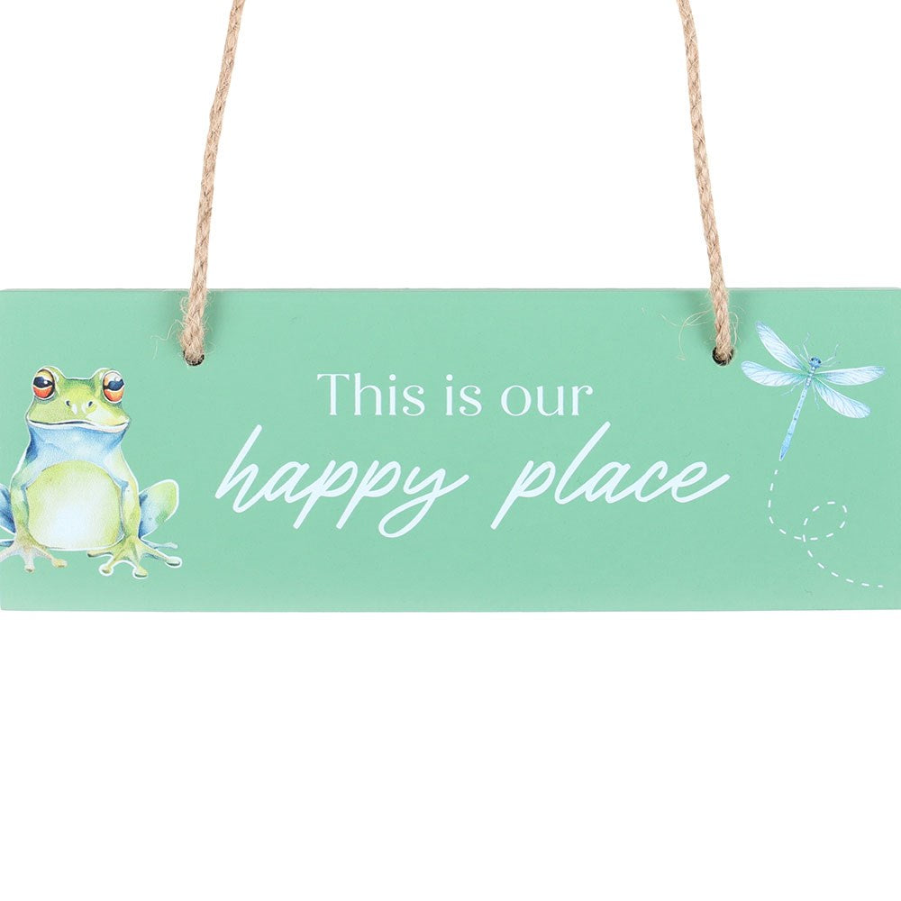 LIGHT GREEN THIS IS OUR HAPPY PLACE HANGING SIGN
