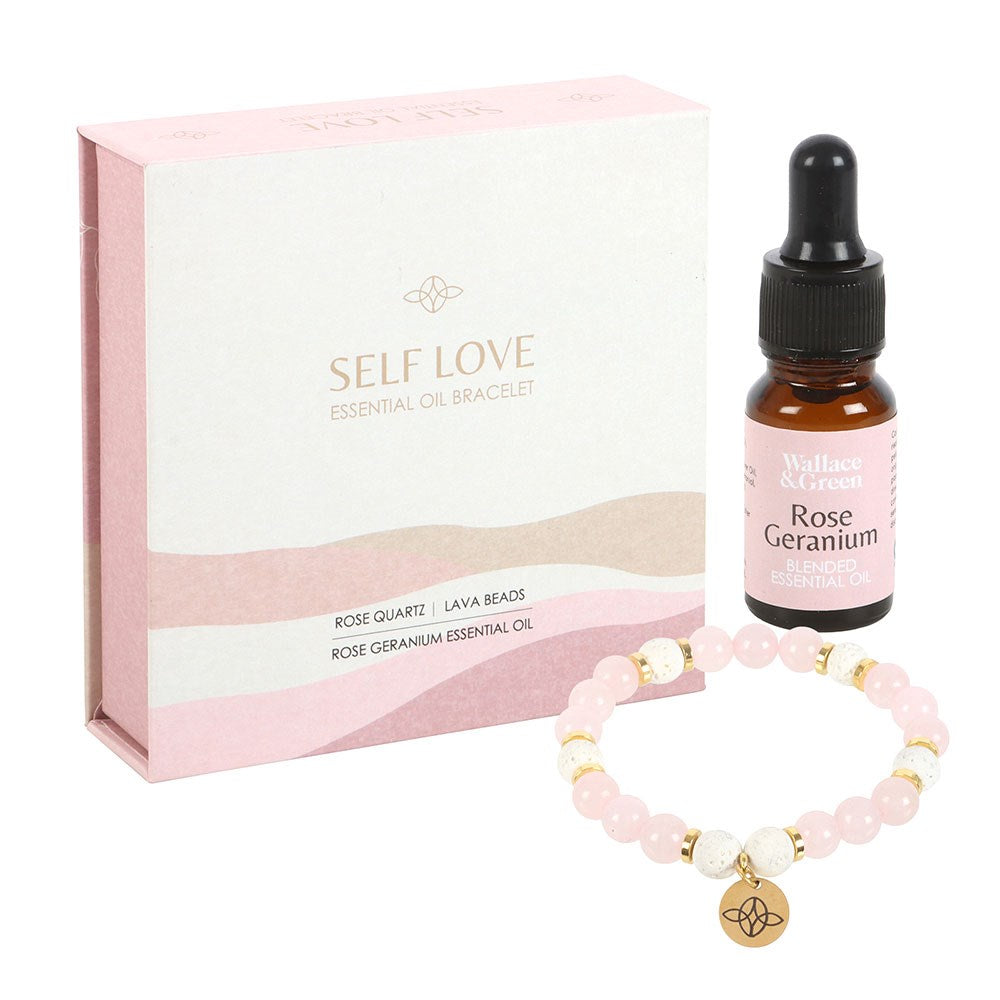 SELF LOVE ROSE QUARTZ CRYSTAL ESSENTIAL OIL BRACELET