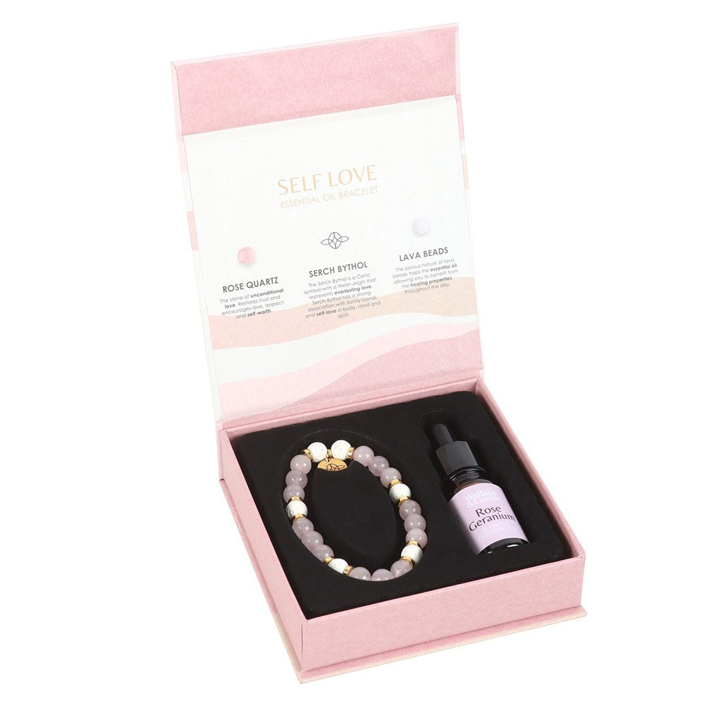 SELF LOVE ROSE QUARTZ CRYSTAL ESSENTIAL OIL BRACELET
