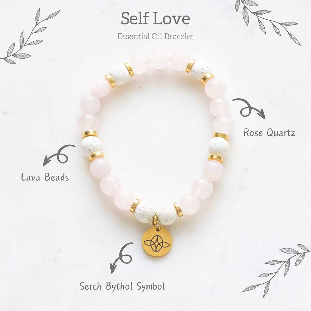 SELF LOVE ROSE QUARTZ CRYSTAL ESSENTIAL OIL BRACELET