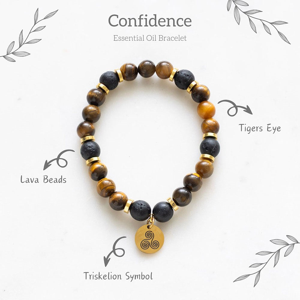 CONFIDENCE TIGER'S EYE CRYSTAL ESSENTIAL OIL BRACELET