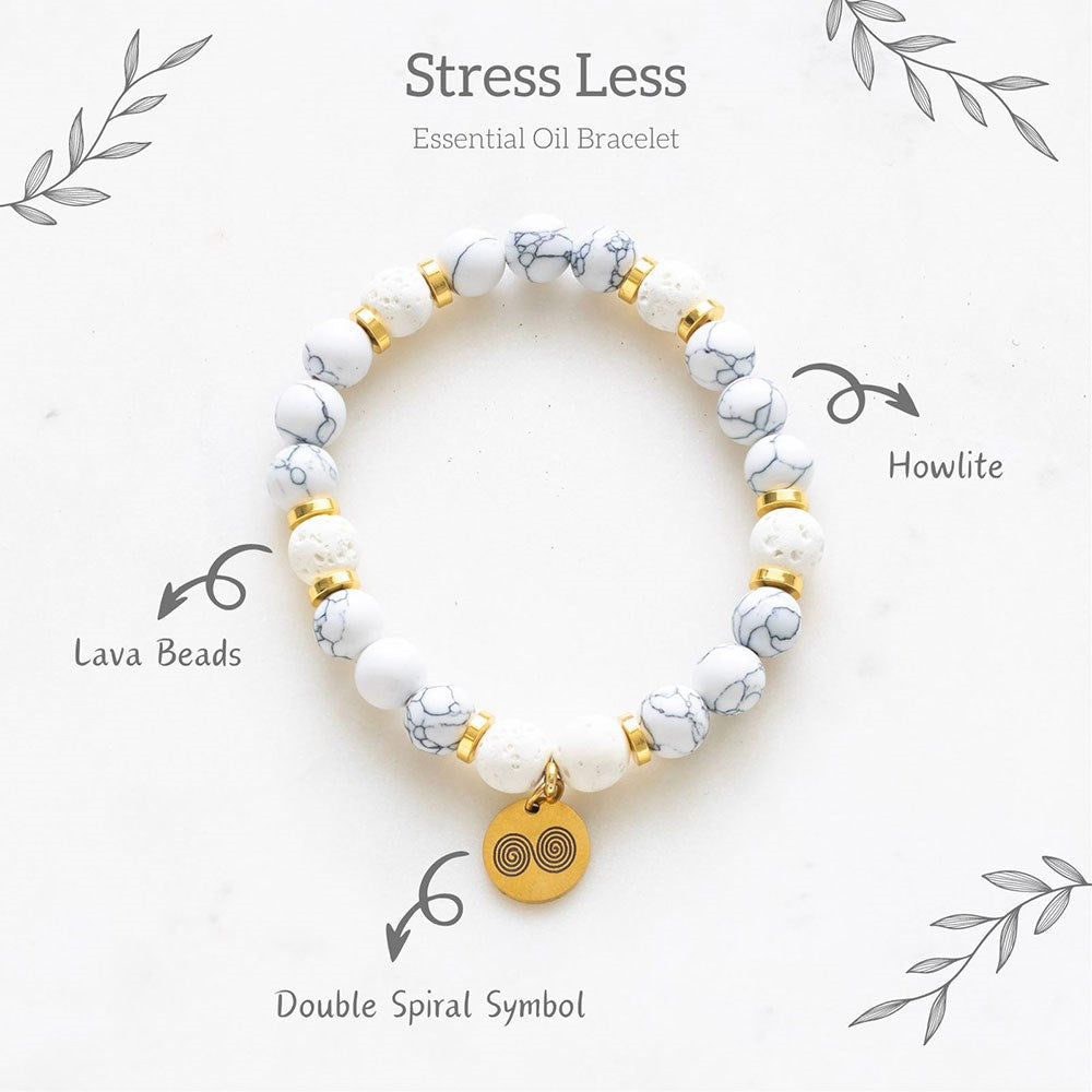 STRESS LESS HOWLITE CRYSTAL ESSENTIAL OIL BRACELET
