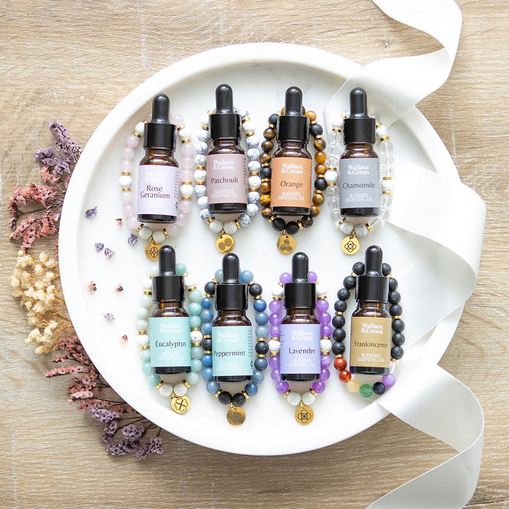 STRESS LESS HOWLITE CRYSTAL ESSENTIAL OIL BRACELET
