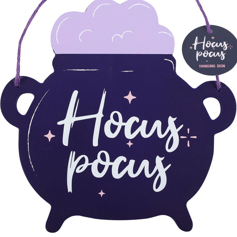 HOCUS POCUS CAULDRON SHAPED HANGING SIGN