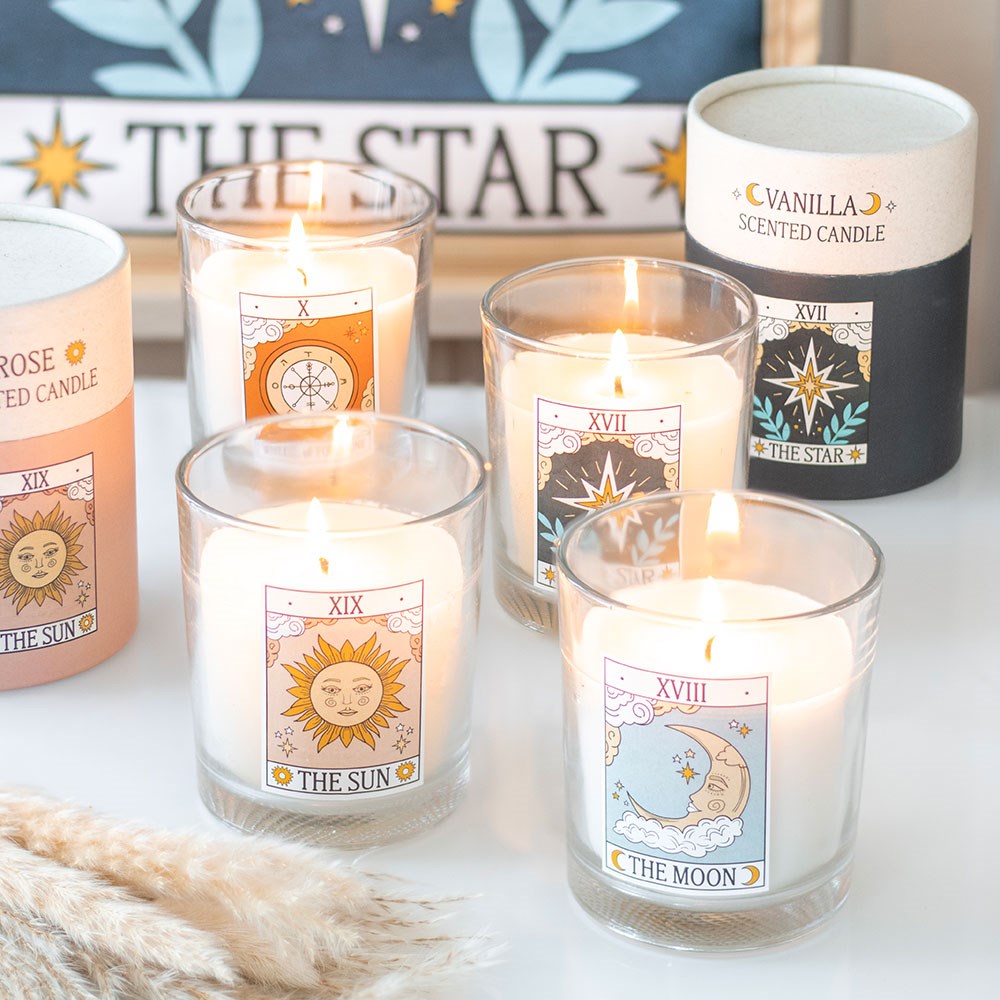 THE SUN VINTAGE TAROT ROSE CANDLE