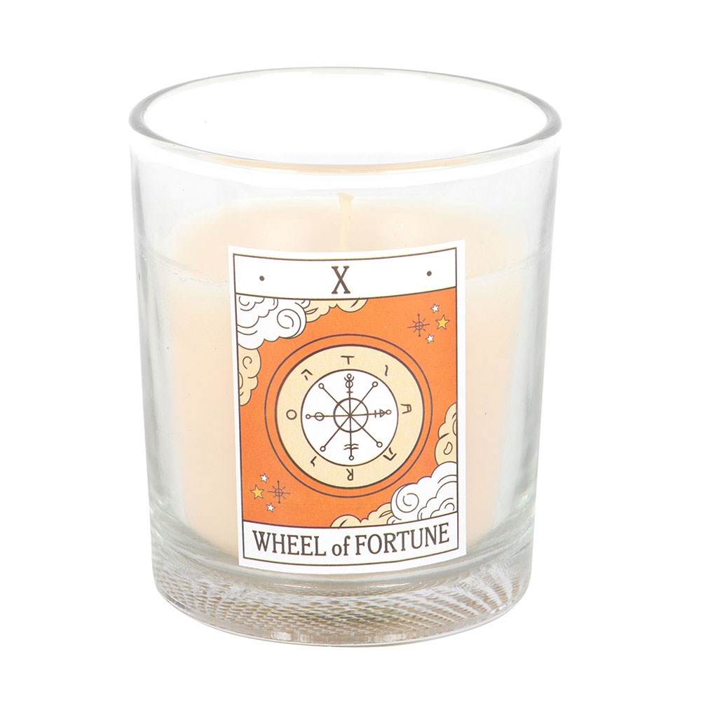 THE WHEEL OF FORTUNE VINTAGE TAROT ORANGE CANDLE