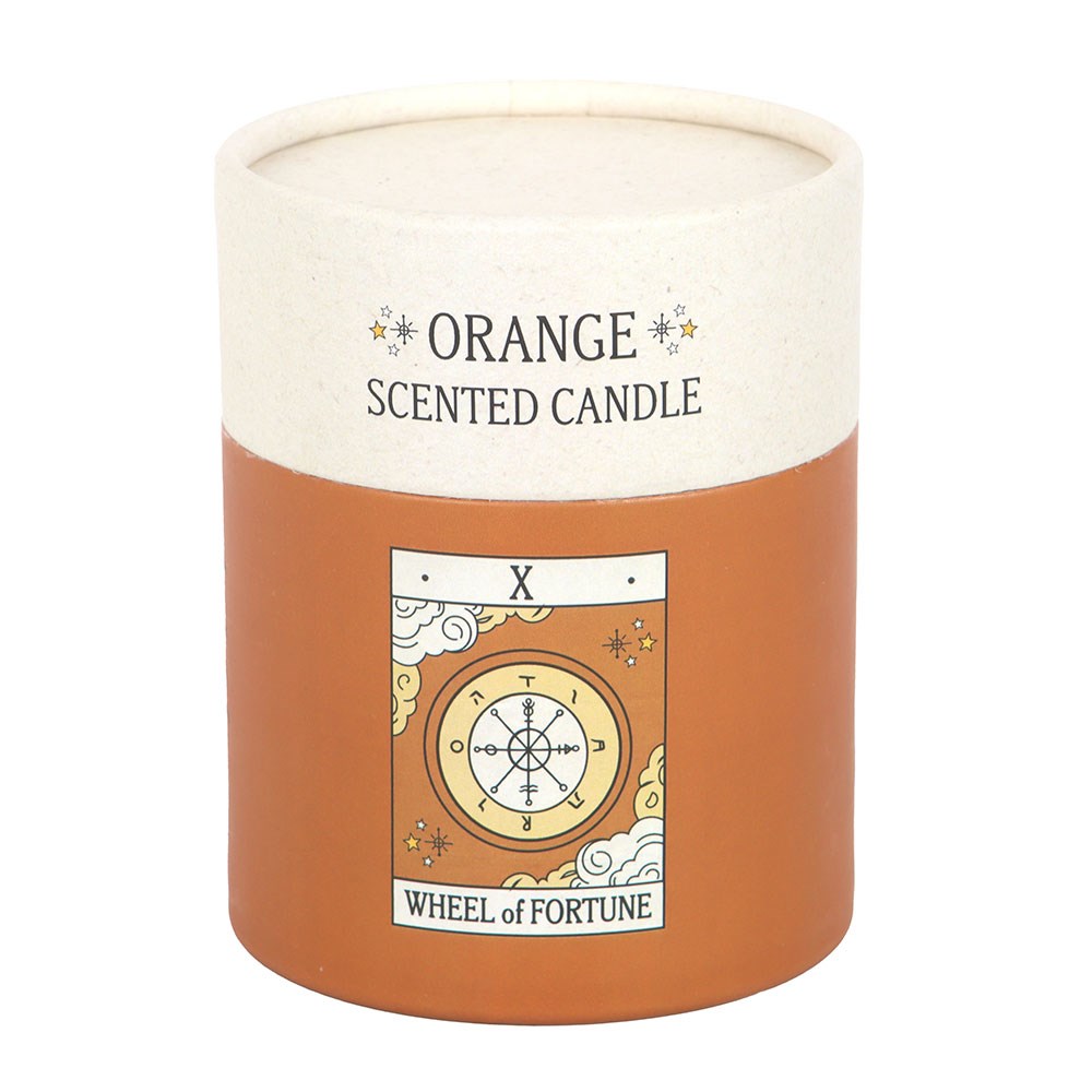 THE WHEEL OF FORTUNE VINTAGE TAROT ORANGE CANDLE