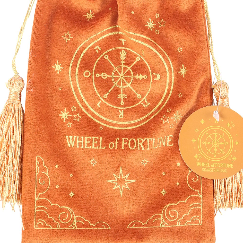 THE WHEEL OF FORTUNE VINTAGE TAROT VELVET DRAWSTRING BAG