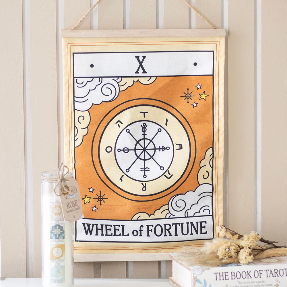 THE WHEEL OF FORTUNE VINTAGE TAROT WALL HANGING