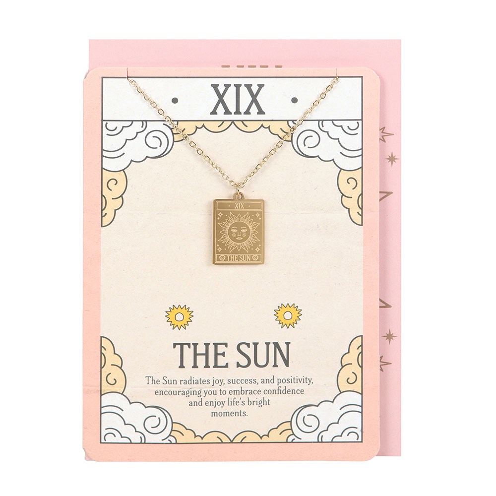 THE SUN VINTAGE TAROT NECKLACE ON GREETING CARD