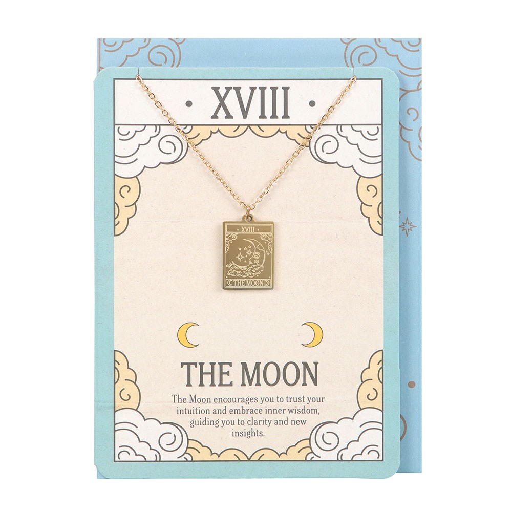 THE MOON VINTAGE TAROT NECKLACE ON GREETING CARD