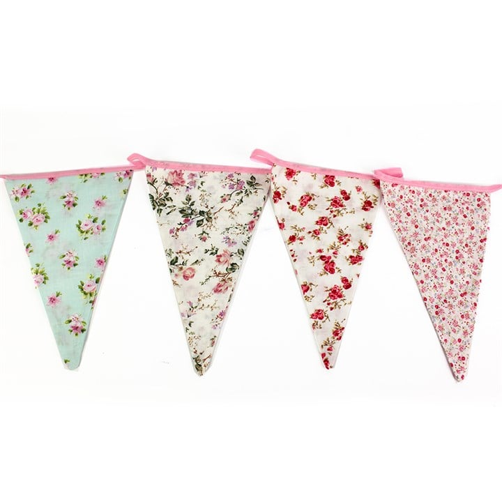 Vintage floral fabric bunting