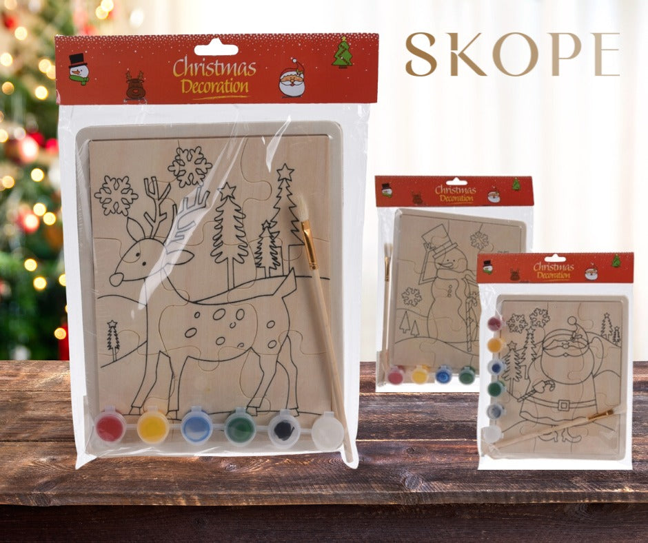 Christmas Puzzle And Paint Set - FATHER CHRISTMAS ONLY AVAILABLE