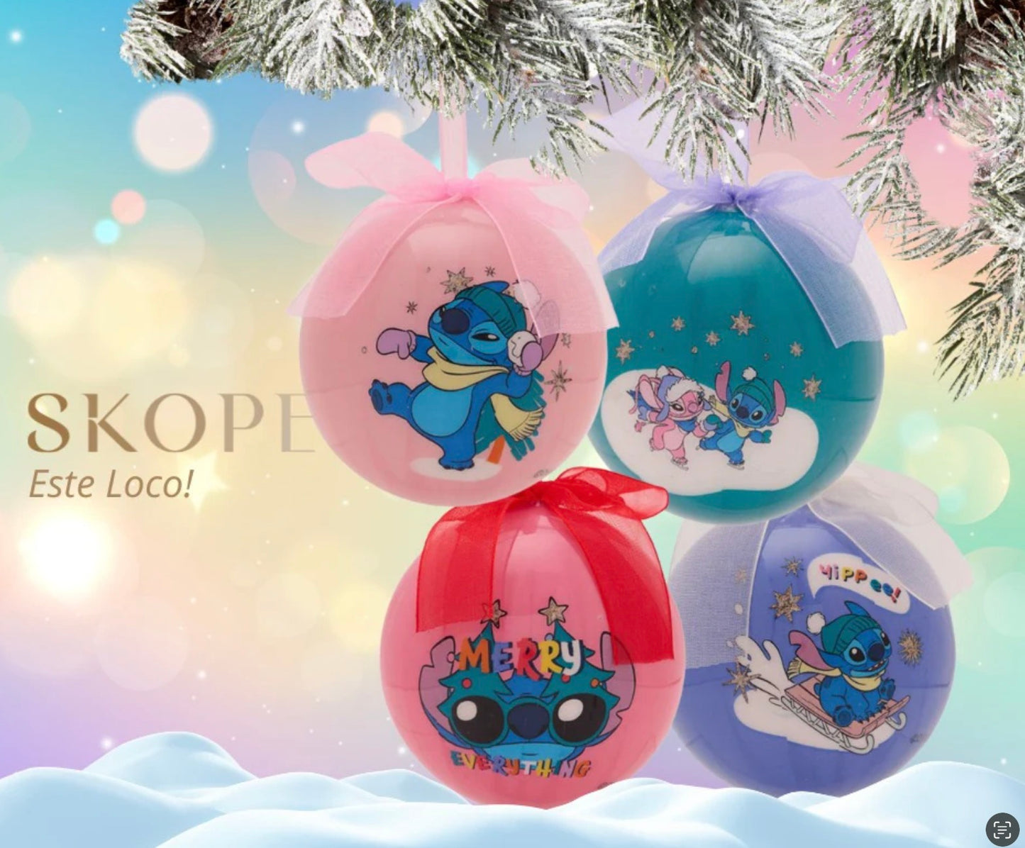 DISNEY STITCH SET OF 4 BAUBLES