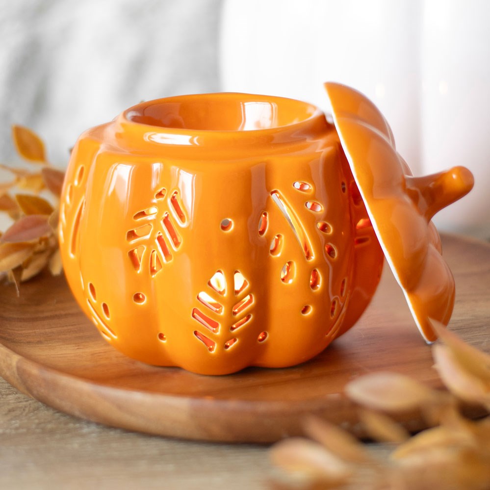 ORANGE AUTUMN LEAVES PUMPKIN OIL BURNER