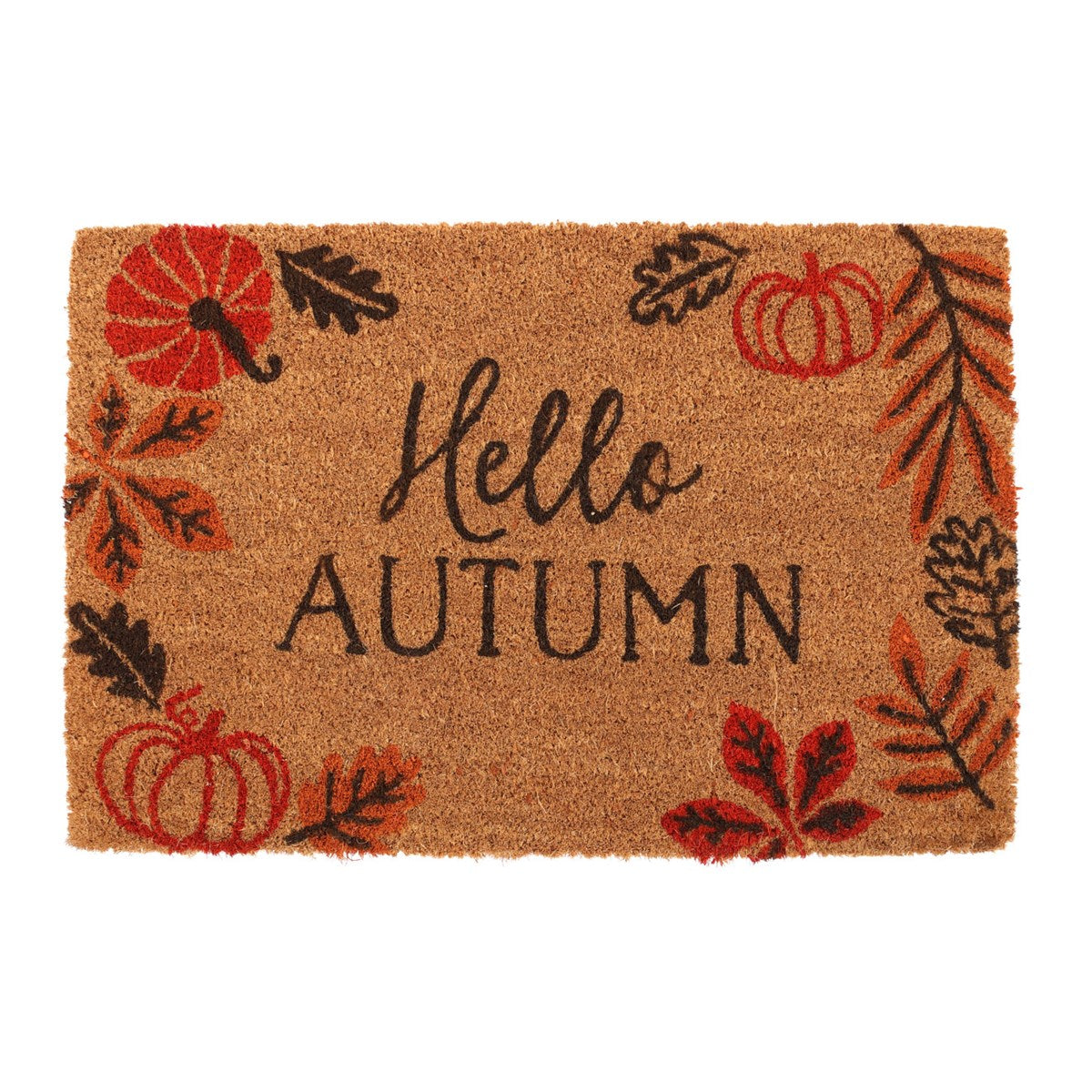 NATURAL PUMPKIN LEAVES HELLO AUTUMN DOORMAT