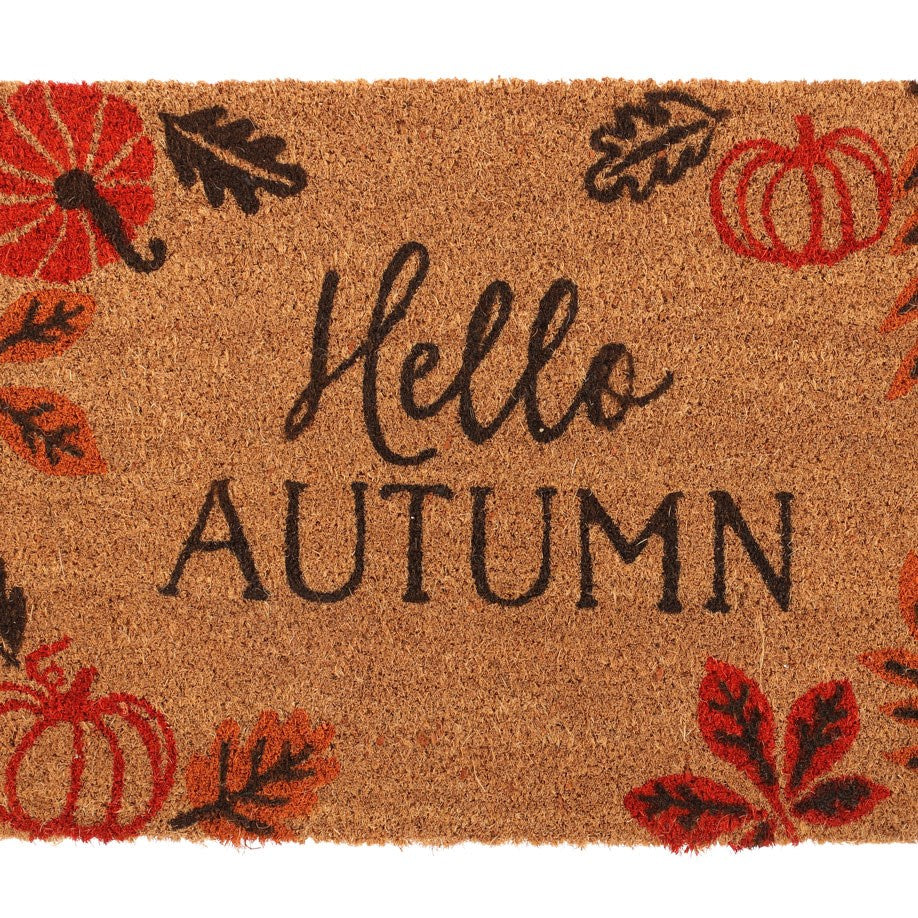 NATURAL PUMPKIN LEAVES HELLO AUTUMN DOORMAT